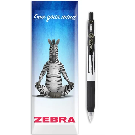 Zseléstoll ZEBRA Sarasa Clip Stripes, nyomógombos, 0,7 fekete test, fekete tinta, írásvastagság 0,37 mm