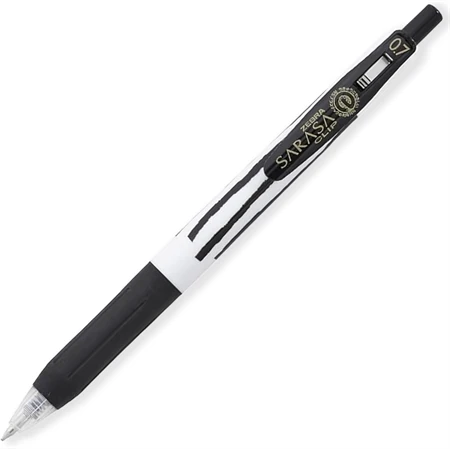 Zseléstoll ZEBRA Sarasa Clip Stripes, nyomógombos, 0,7 fekete test, fekete tinta, írásvastagság 0,37 mm