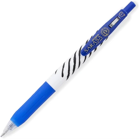 Zseléstoll ZEBRA Sarasa Clip Stripes, nyomógombos, 0,7 kék test, kék tinta, írásvastagság 0,37 mm