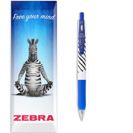 Zseléstoll ZEBRA Sarasa Clip Stripes, nyomógombos, 0,7 kék test, kék tinta, írásvastagság 0,37 mm