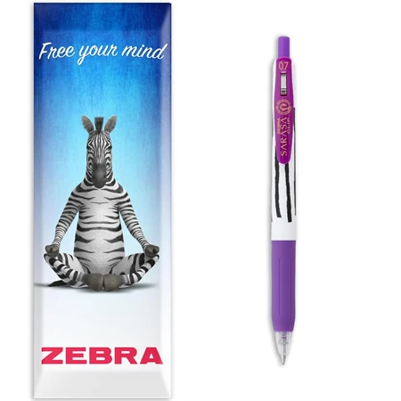 Zseléstoll ZEBRA Sarasa Clip Stripes, nyomógombos, 0,7 lila test, lila tinta, írásvastagság 0,37 mm