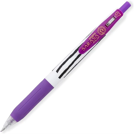 Zseléstoll ZEBRA Sarasa Clip Stripes, nyomógombos, 0,7 lila test, lila tinta, írásvastagság 0,37 mm