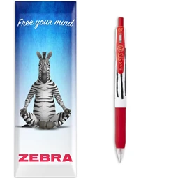 Zseléstoll ZEBRA Sarasa Clip Stripes, nyomógombos, 0,7 piros test, piros tinta, írásvastagság 0,37 mm