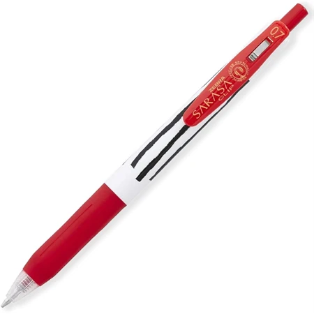 Zseléstoll ZEBRA Sarasa Clip Stripes, nyomógombos, 0,7 piros test, piros tinta, írásvastagság 0,37 mm