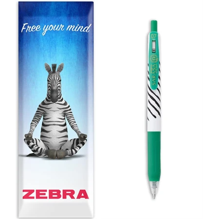 Zseléstoll ZEBRA Sarasa Clip Stripes, nyomógombos, 0,7 zöld test, zöld tinta, írásvastagság 0,37 mm
