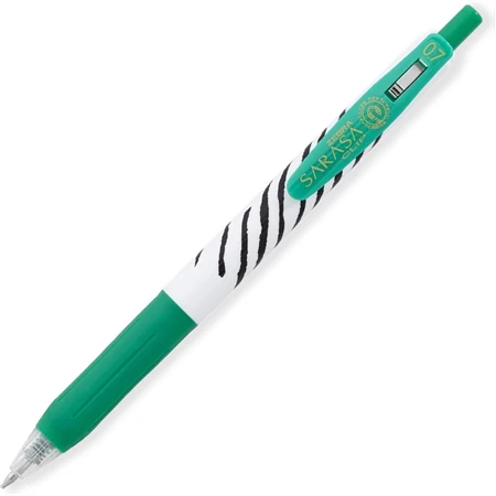 Zseléstoll ZEBRA Sarasa Clip Stripes, nyomógombos, 0,7 zöld test, zöld tinta, írásvastagság 0,37 mm