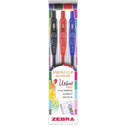 Zseléstoll ZEBRA Sarasa Clip Urban Vibes nyomógombos, 0,7mm, 3db-os, fekete, kék, piros
