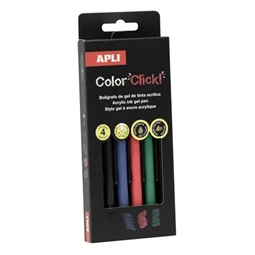 Zseléstoll, akril tintával, APLI "Color Click" 4 különböző szín, 0,7 mm, nyomógombos