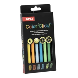 Zseléstoll, akril tintával, APLI "Color Click" 6 különböző őszi szín, 0,7 mm, nyomógombos