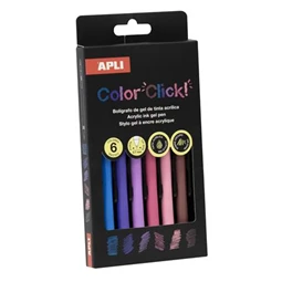 Zseléstoll, akril tintával, APLI "Color Click" 6 különböző tavaszi szín, 0,7 mm, nyomógombos