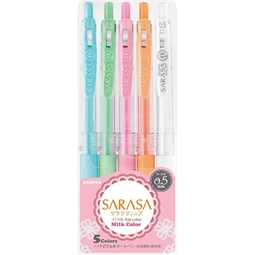 Zseléstoll készlet ZEBRA Sarasa, nyomógombos, 0,5, 5db-os pasztell