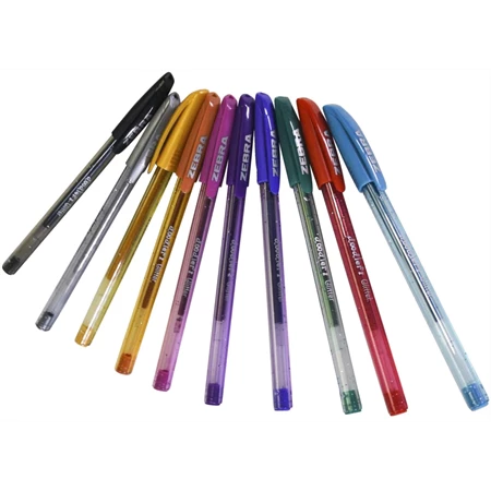 Zseléstoll készlet Zebra Doodlers 10 db-os csillámos, 0,33 mm, kupakos