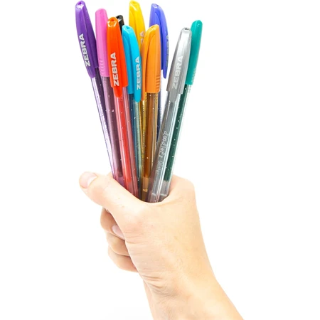 Zseléstoll készlet Zebra Doodlers 10 db-os csillámos, 1 mm, kupakos