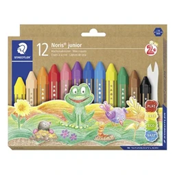 Zsírkréta 12db-os STAEDTLER "Noris Junior 224"  jumbo, hatszögletű,  12 különböző szín