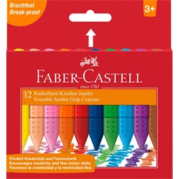 Zsírkréta 12db-os Faber-Castell  GRIP Jumbo vastag, radírozható