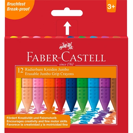 Zsírkréta 12db-os Faber-Castell  GRIP Jumbo vastag, radírozható