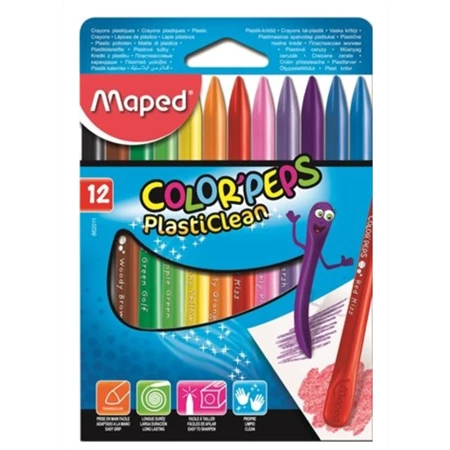 Zsírkréta 12db-os MAPED Color`Peps PlastiClean, háromszög test