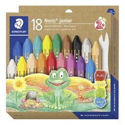 Zsírkréta 18db-os STAEDTLER "Noris Junior 224" jumbo, hatszögletű, 18 különböző szín