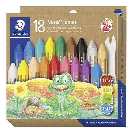 Zsírkréta 18db-os STAEDTLER "Noris Junior 224" jumbo, hatszögletű, 18 különböző szín