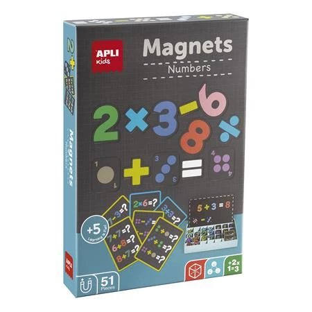 készségfejlesztő APLI Mágneses készlet, APLI Kids 51db magnets szám + 28 x 18cm-es mágneses tábla + 15 feladatlap